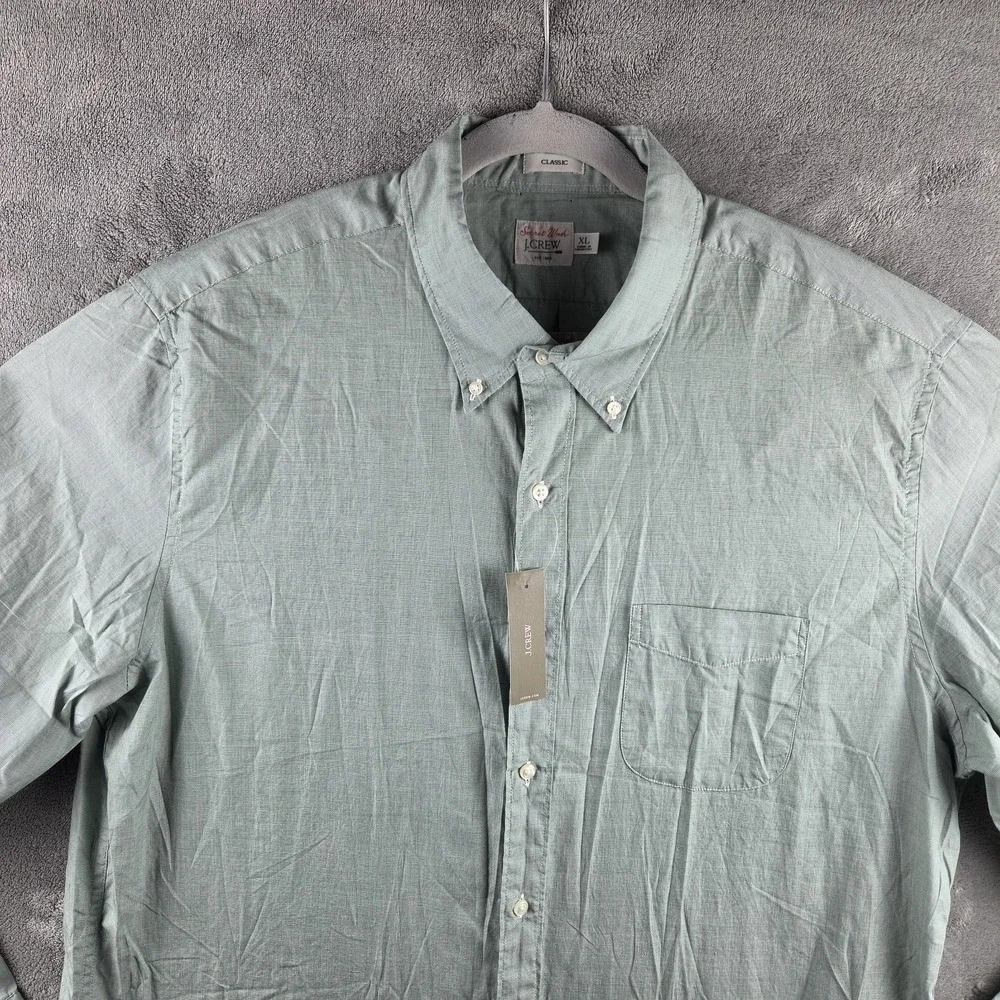 NWT J Crew Secret Wash Classic Fit Green Cotton Poplin Oxford Shirt Mens XL